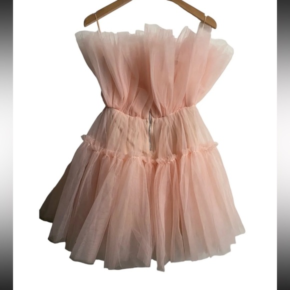 MABLE Frida  Tulle Mini Strapless Dress In Dusty Pink Size Small PROM Photoshoot - Picture 2 of 9